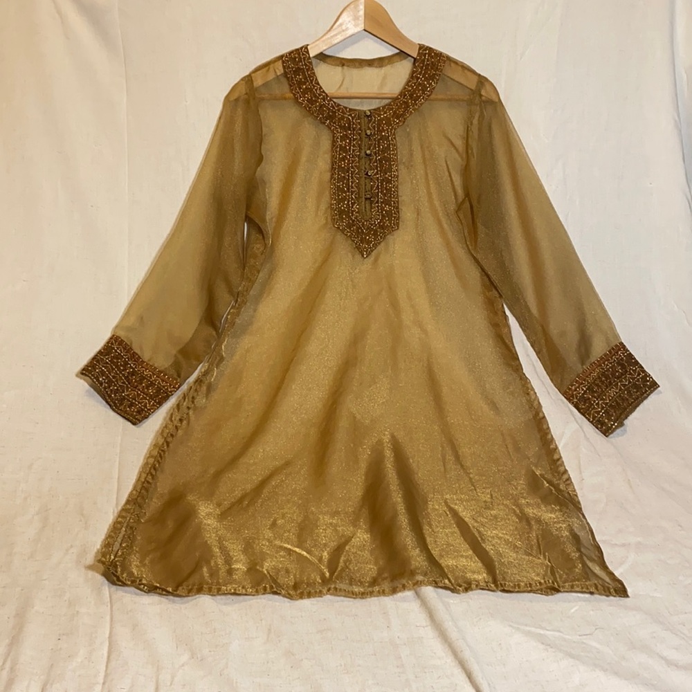 Sheer Gold Indian Kurti Top